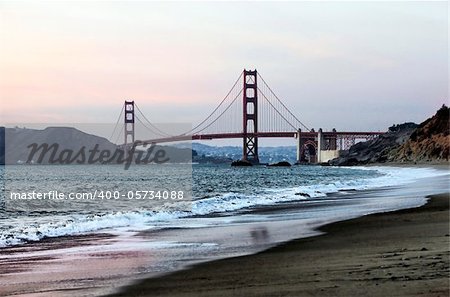 Golden Gate Bridge Panorama Seen from Marshall Beach, San Francisco.