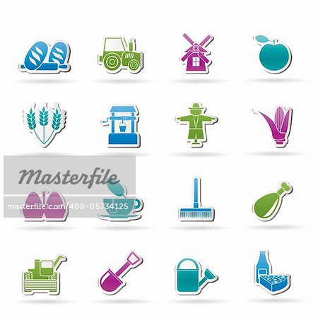 Agriculture and farming icons - vector icon set