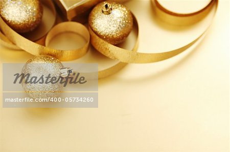 golden christmas background gifts ball