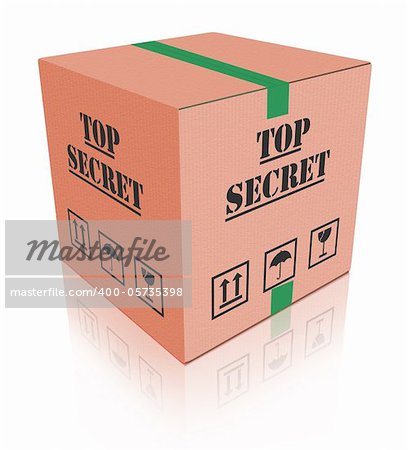 top secret package closed cardboard box with important classified information secrecy