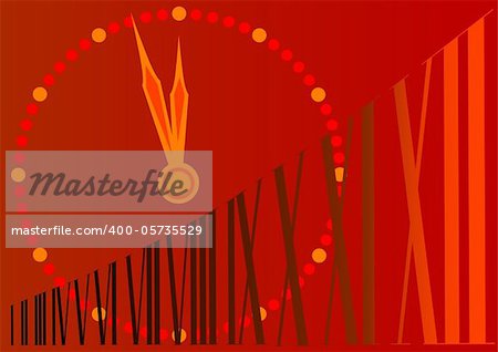 Vector drawing large clock of new year