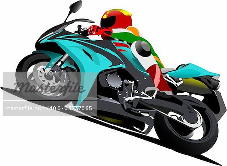 Biker on the road. Vector illustration