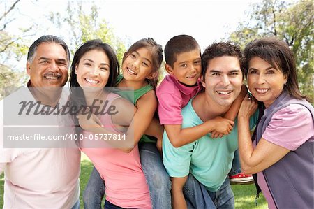 Extended Family Group In Park