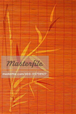 Bamboo place mat with handdrawn image of bamboo plant. Ideally as background.