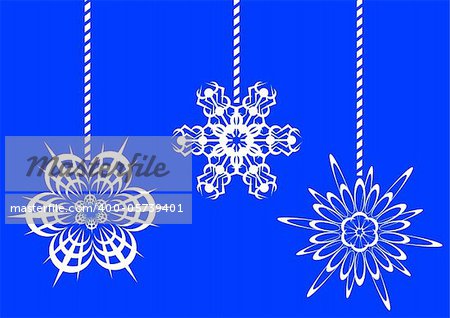 Vector image of white snowflakes on a blue background