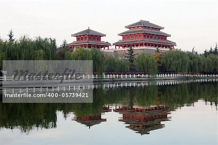 Typical Chinese ancient buildings in Xian China