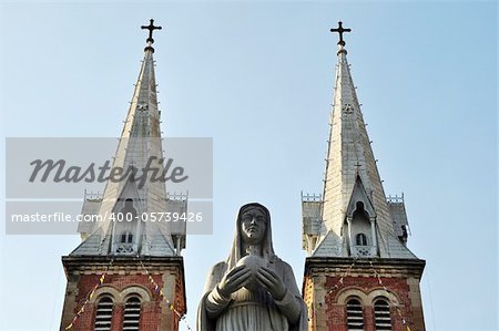 St Mary/Notre Dame Cathedral,Saigon,Vietnam with blue skies as background