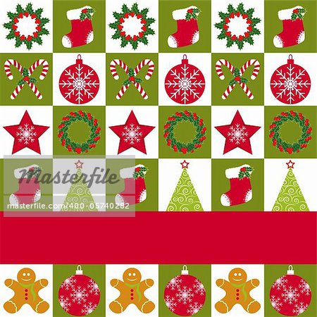 Christmas ornament seamless pattern red green background