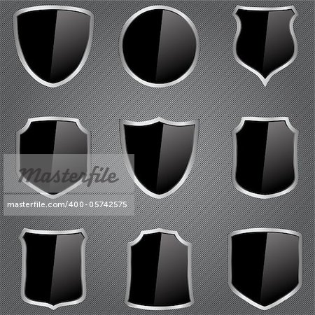 Vector set of black shields