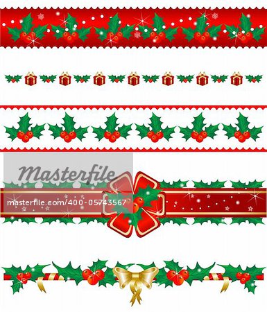 Set of 5 Christmas borders. Great for illustrations, cardmaking, scrapbooking.