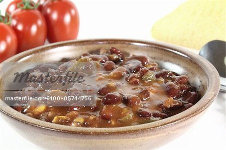Chili con carne with kidney beans, beef and peppers