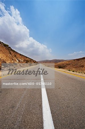 Asphalt Road In Sand Hills of Samaria, Israel