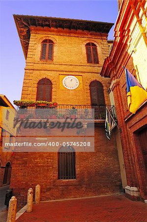 Sundial at the Medieval Building in Italy