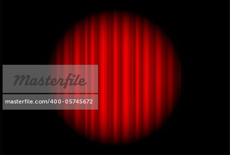Curtain from the theater with a spotlight. Illustration of the designer