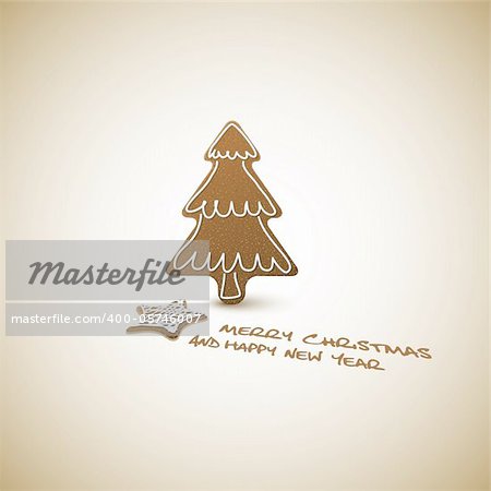 Vector Christmas card - ginger breads with white icing on light background and place for your text