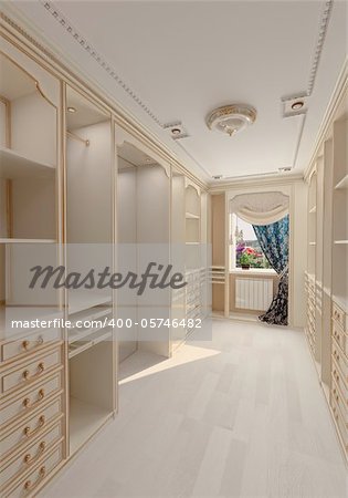 luxury dressing room interior (3D rendering)