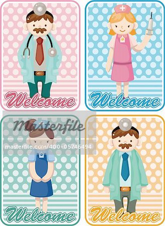 cartoon doctor and nurse card