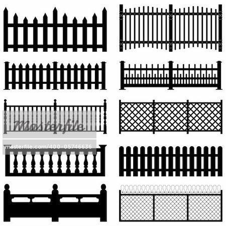 A set of fences and wall brick design.