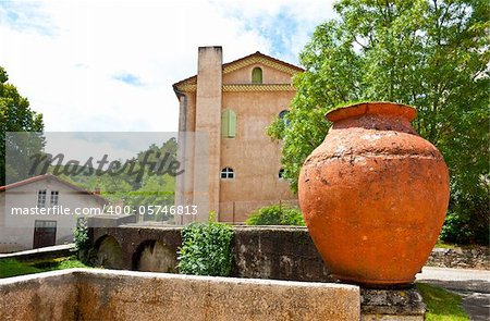 Large Clay Pot Decorating the Streets of the Medieval French City
