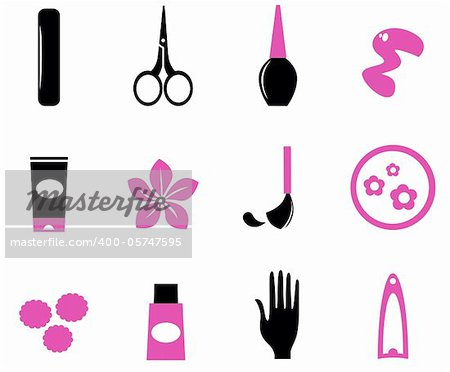 Manicure and nails icon set, vector design elements