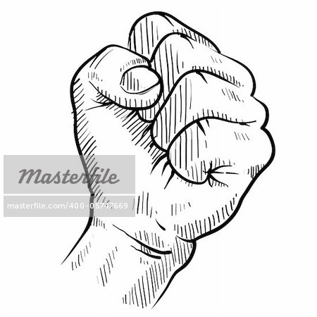 Doodle style protest fist vector illustration