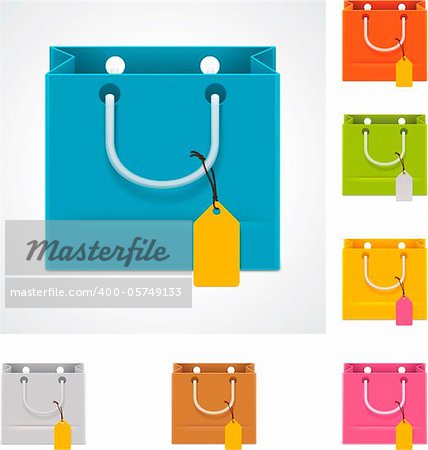 Detailed shopping bag in different colors