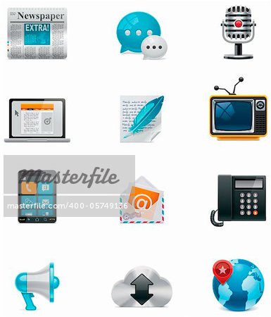 Set of the colorful communication and social media related icons