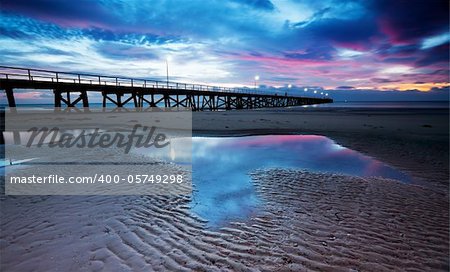 Beautiful pink sunset at the beach