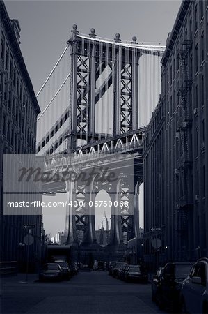 Close up image of Manhattan Bridge in New York City.