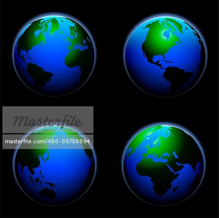 detailed illustration of a earth globe with different angles, eps8 vector