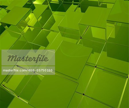 green shiny cubes background - 3d illustration