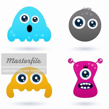 Cute monster or germs characters collection. Vector cartoon Illustration