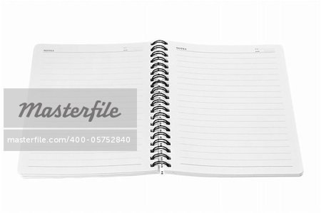 Blank Notebook on White Background