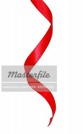 Red ribbon isolated on white background