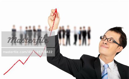 businessman drawing business graph by red chalk