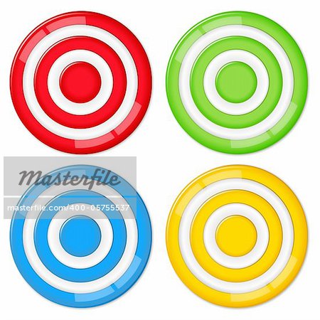 Set of four vector targets on white background