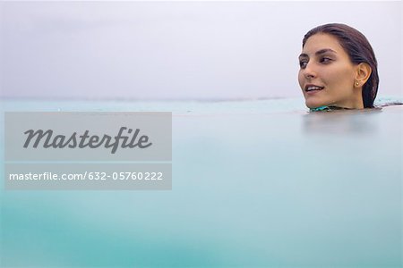 Woman swimming, portrait
