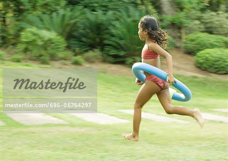 Girl running with ring around waist