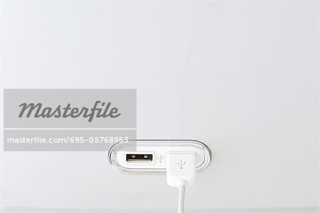 USB cable connected to USB port