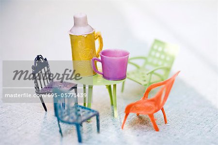 Toy patio furniture and thermos