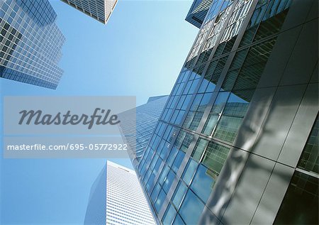 United States, New York, skyscrapers, low angle view