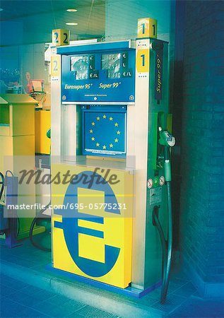 Euro sign on gas pump.