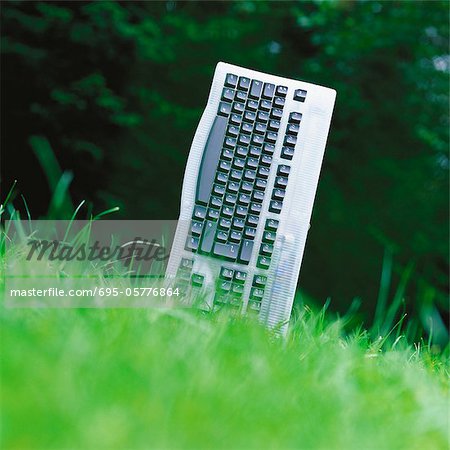 Commandes clavier ordinateur sur fin dans l'herbe