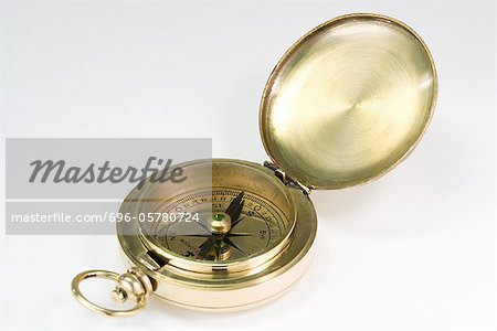 Brass compass, close-up