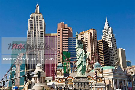 New York-New York hotel with roller coaster, The Strip, Las Vegas Boulevard South, Las Vegas, Nevada, United States of America, North America