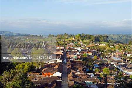 Blick über die Stadt, Salento, Kolumbien, Südamerika
