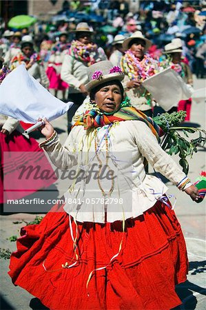 Women dancing at Anata Andina harvest festival, Carnival, Oruro, Bolivia, South America