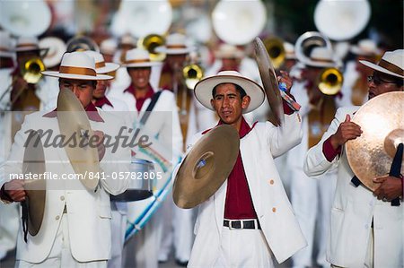 Musicians playing at Anata Andina harvest festival, Carnival, Oruro, Bolivia, South America