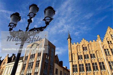 Lamp post in the Main Marketplace, Bruges,West Flanders, Belgium, Europe