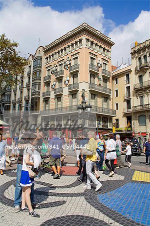 Tile Mosaic by Joan Miro on Las Ramblas, Barcelona, Catalonia, Spain, Europe